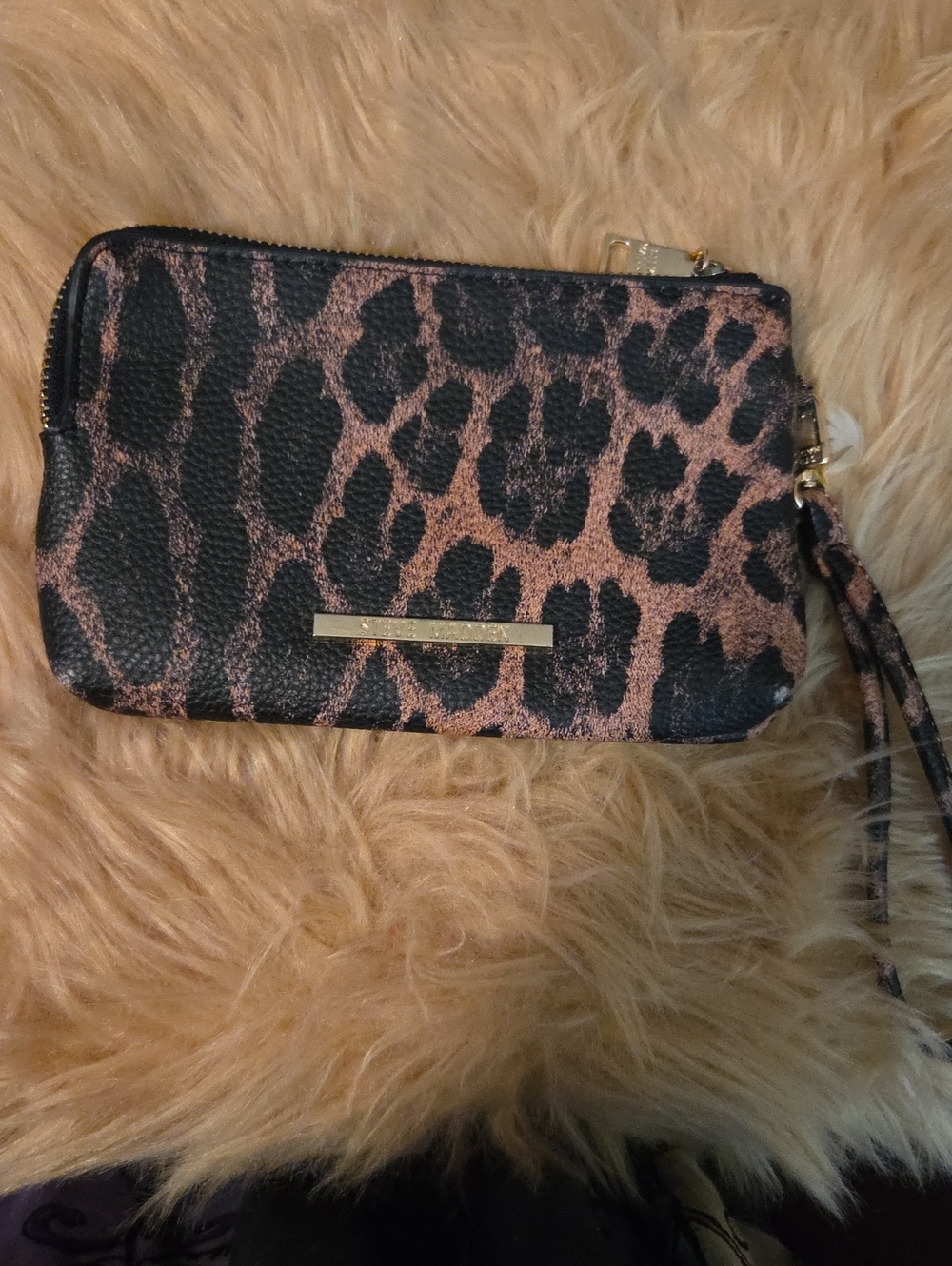Steve Madden Leopard Print Wristlet Clutch - Black and Brown NWOT